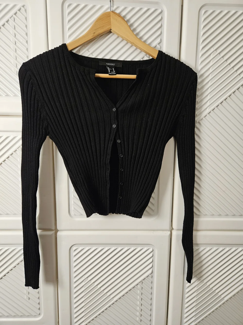 Forever 21 Black Ribbed Button-Front Sweater